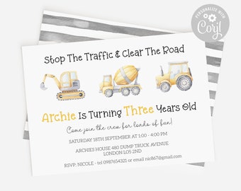 Construction Birthday Party Construction Birthday Party Decorations Dump Truck Invitations Digger Party Invitation Boy Birthday Printable