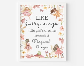 Printable Fairy Sign, Fairy Birthday Party Decor, Garden Fairy Wings Party Table Sign, Woodland Fairy Tea Party Sign Digital Download 01