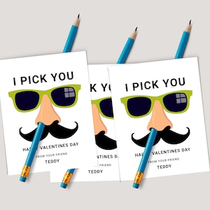 Ik kies je neus Valentine Tag, bewerkbare ik kies je klas Valentine Tag, afdrukbare kaartuitwisseling voor kinderen voor klasse Valentijnsdag cadeautag