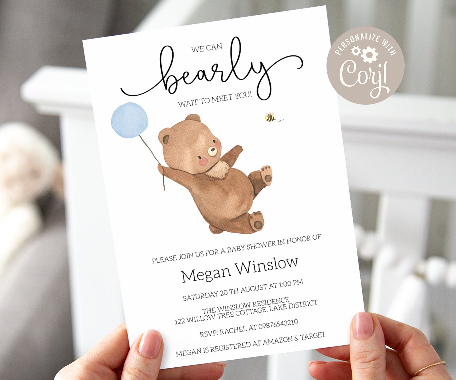 Neviti Baby Shower Einladungen – 10 Stück Mit Umschlägen, Modernes Design In Blau/gold