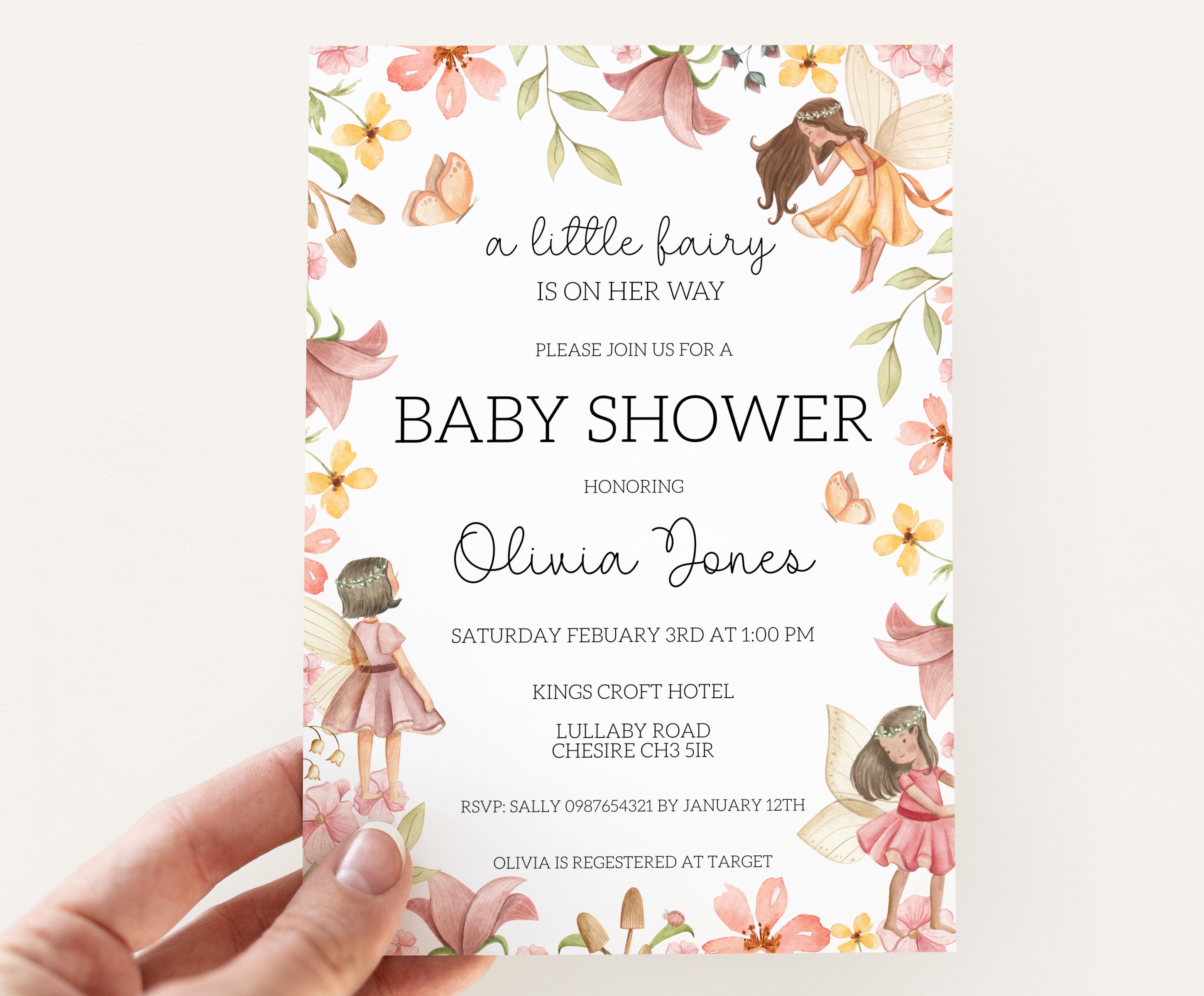 Fairy Baby Shower Invitation Fairy Floral Shower Invite Garden Fairy ...