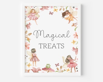 Printable Fairy Party Sign, Fairy Party Decor, Magical Treats Party Dessert Table Sign, Woodland Fairy Birthday Garden Tea Party Sign 01