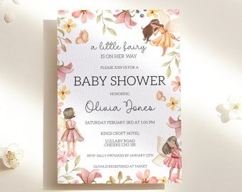 Fairy Baby Shower Invitation Fairy Floral Shower Invite Garden Fairy Enchanted Woodland Fairy Baby Sprinkle Printable Instant Download 04