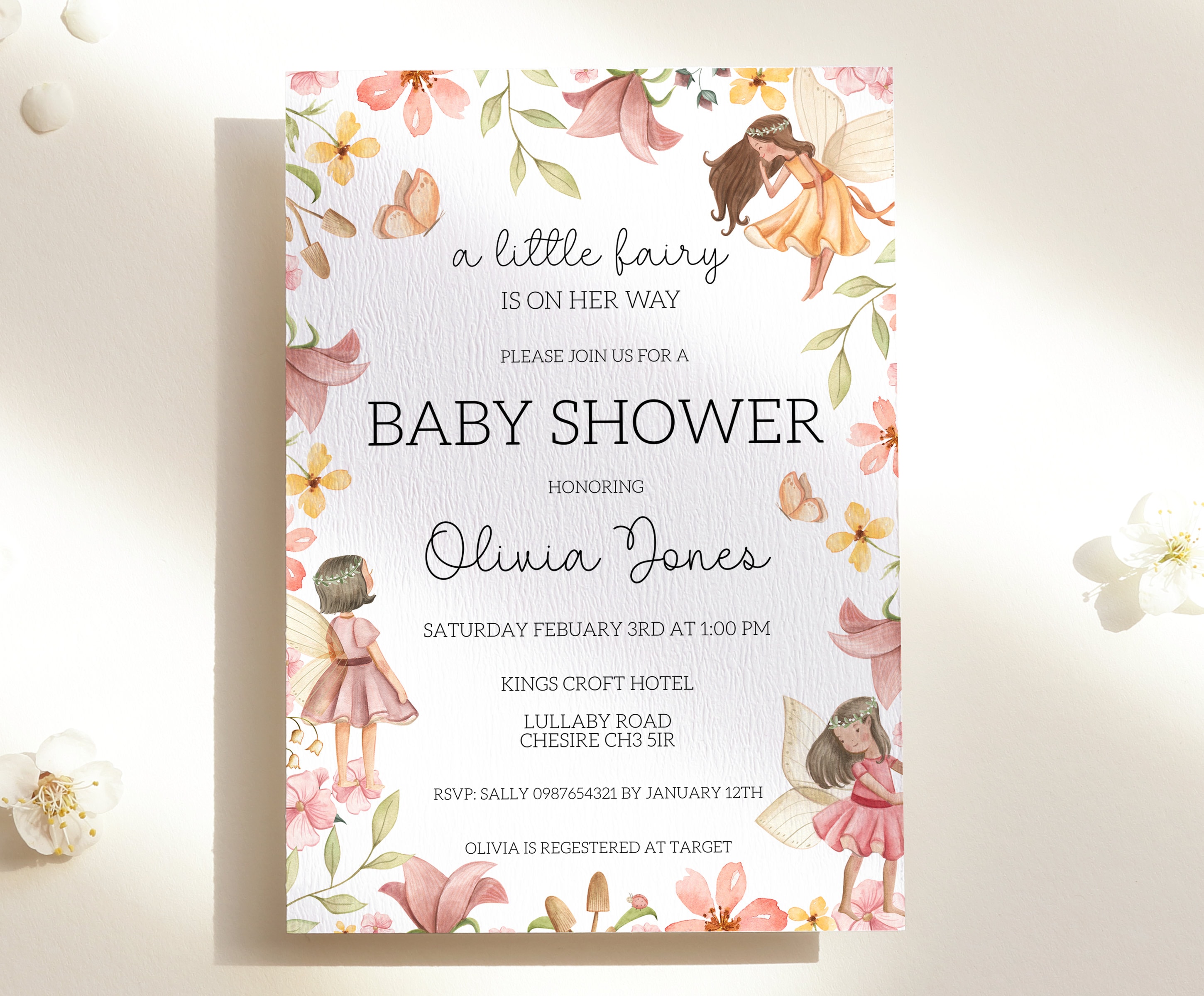 Fairy Baby Shower Invitation Fairy Floral Shower Invite Garden Fairy ...