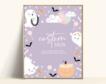 Editable Ghost Birthday Party Sign Halloween Birthday Girls Little Boo Birthday Sign Ghost Party Editable Halloween Sign Ghost Party Decor