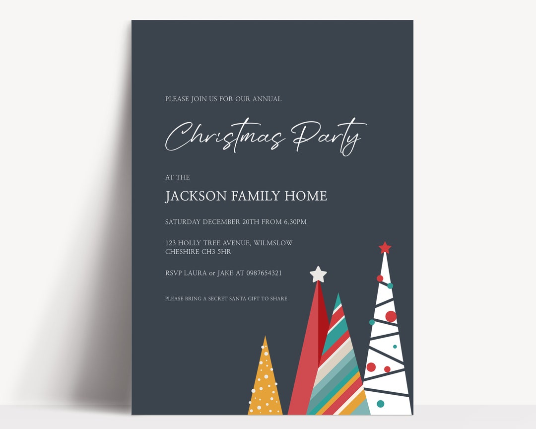 Editable Christmas Party Invitation Holiday Party Invitation Template ...
