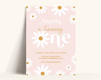 Daisy Invitation Daisy Birthday Retro Daisy Party First Birthday Girls Daisy First Birthday Daisy Birthday Party Daisy Invitations Template