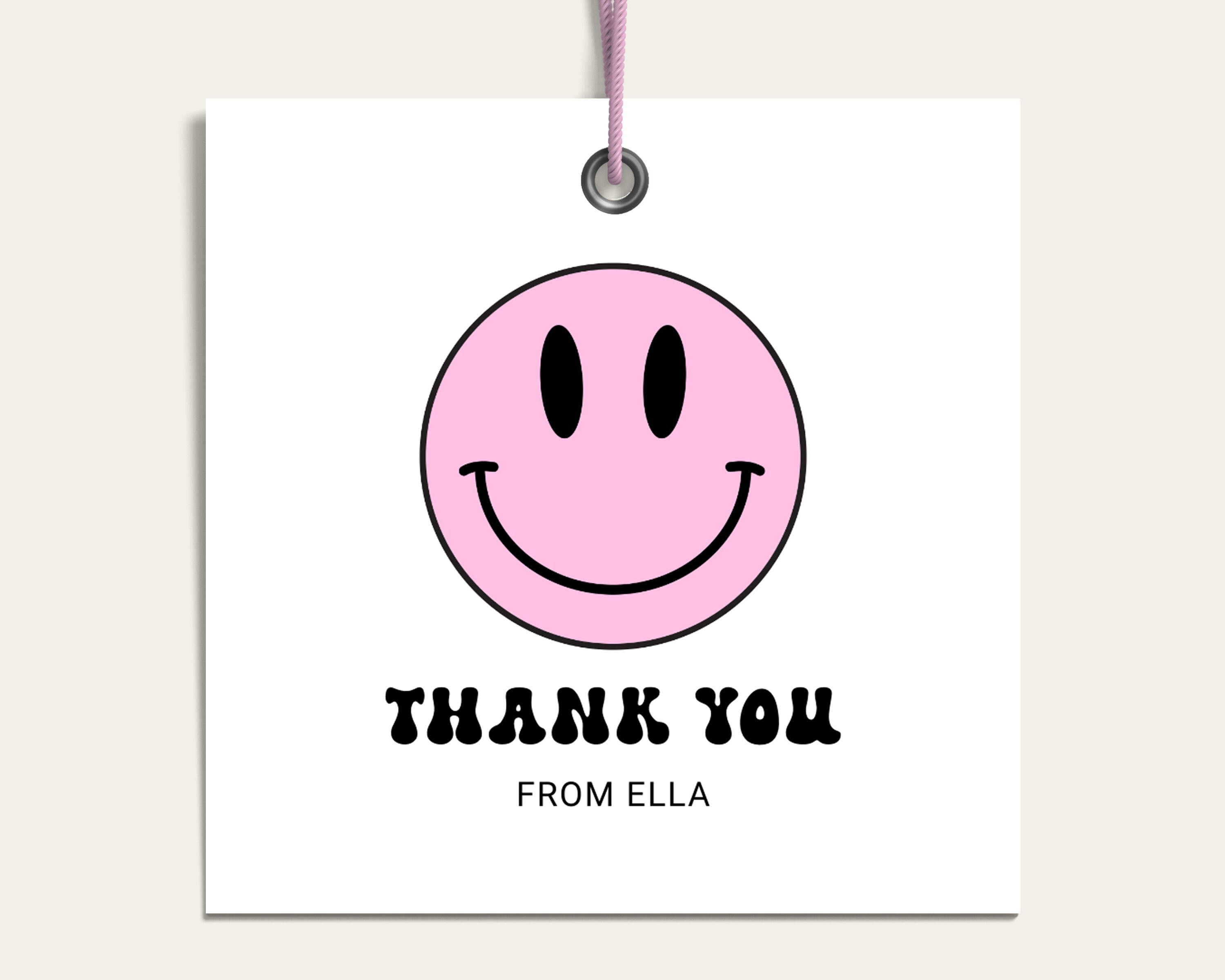 Editable Pink Smiley Face Birthday Party Favor Tag Smiley Face Favor Tag  Smiley Face Party Decor Emoji Smiley Face Birthday Smiley Face Tag - Etsy