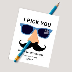 Ik kies je neus Valentine Tag, bewerkbare ik kies je klas Valentine Tag, afdrukbare kaartuitwisseling voor kinderen voor klasse Valentijnsdag cadeautag