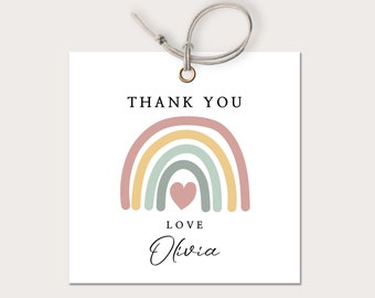 Editable Rainbow Favor Tag Rainbow Party Thank You Tag Rainbow Gift Tags Printable Girls Rainbow Birthday Party Boho Rainbow Tag Template