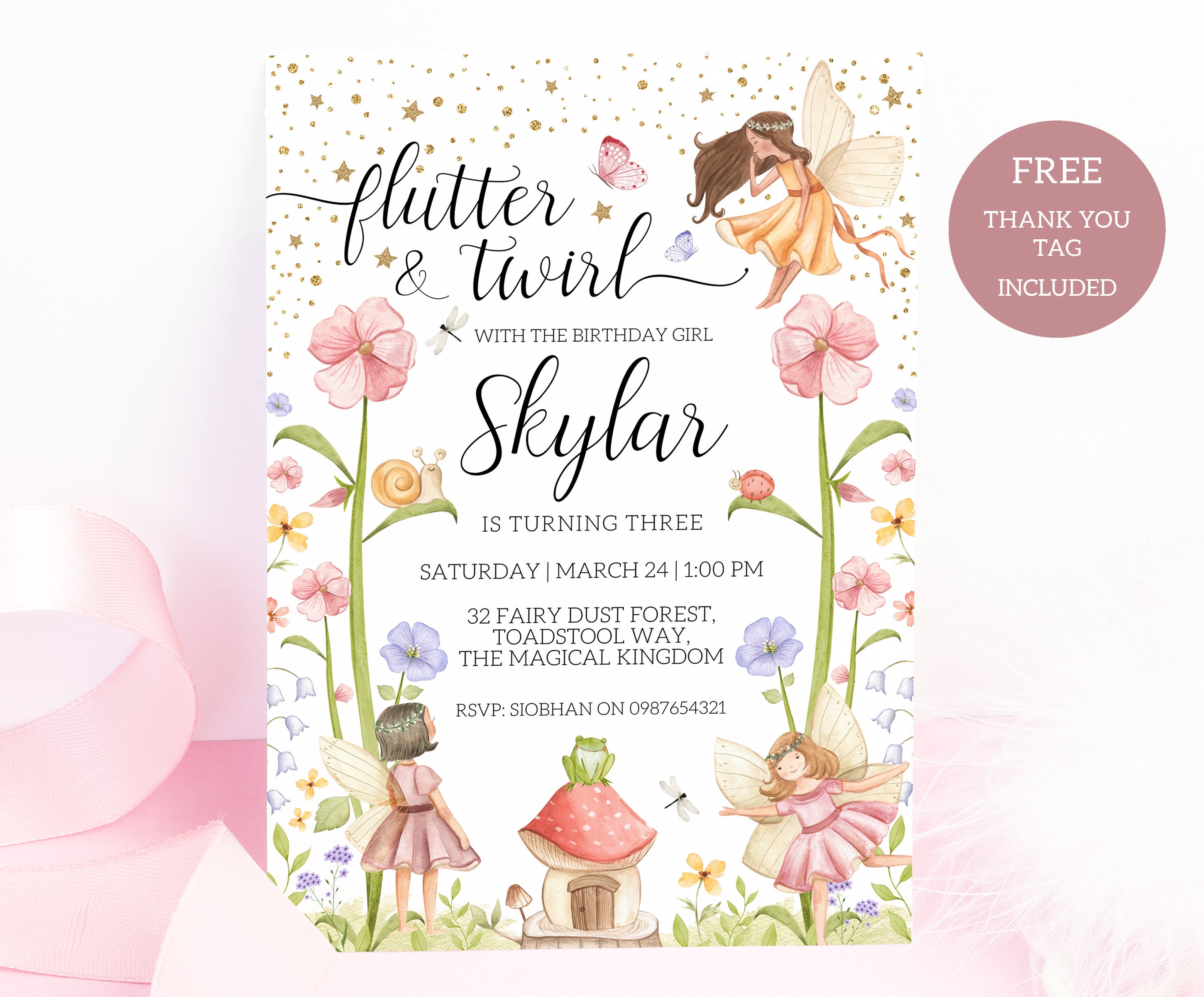 Fairy Birthday Invitation, Woodland Fairy Party, Girls Fairy Princess ...