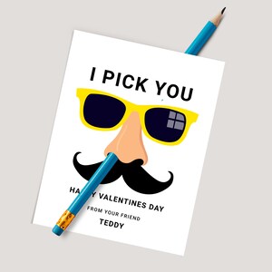 Ik kies je neus Valentine Tag, bewerkbare ik kies je klas Valentine Tag, afdrukbare kaartuitwisseling voor kinderen voor klasse Valentijnsdag cadeautag