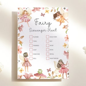 Fairy Scavenger Hunt Game, Editable Printable Woodland Fairy Party Game, Fairy Birthday Activity, Whimsical fairy Treasure Game Template 01 image 2