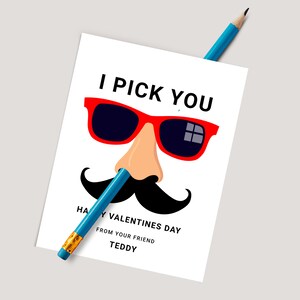 Ik kies je neus Valentine Tag, bewerkbare ik kies je klas Valentine Tag, afdrukbare kaartuitwisseling voor kinderen voor klasse Valentijnsdag cadeautag