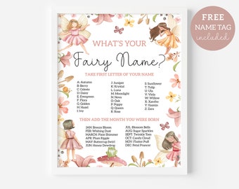 What Is your Fairy Name Fairy Birthday Game Fairy Garden Party Activity Fairy Tea Party Game Floral Woodland Fairy Printable Download 01