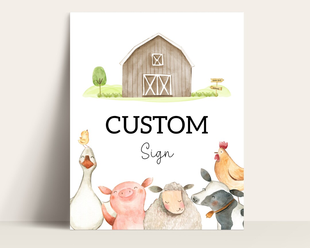 Editable Custom Farm Birthday Party Sign, Farm Birthday Decor, Farm