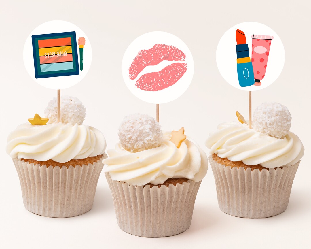 Spa Party Cupcake Toppers Make up Birthday Party Decor Glam Party ...
