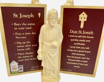 Kit inmobiliario de la estatua de San José: Tarjeta de oración para vender una casa
