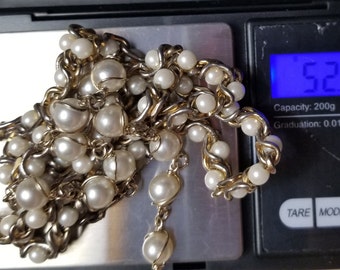 Antique Costume Jewelry Faux Pearl 18K gold Filled Necklace 23 inches and Sarah Coventry Bracelet  7.5 inches