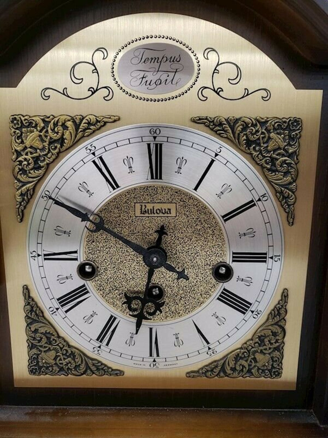 Vintage Bulova Tempus Fugit Mantel Mechanical Clock Westminster Chimes
