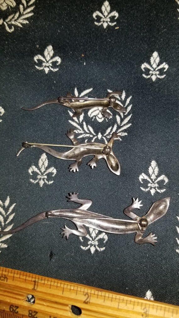 Set of three Sterling silver lizards 4",3",2" - image 9