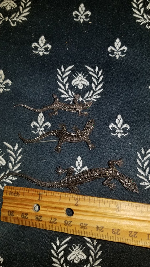 Set of three Sterling silver lizards 4",3",2" - image 8