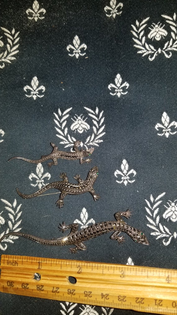Set of three Sterling silver lizards 4",3",2" - image 10