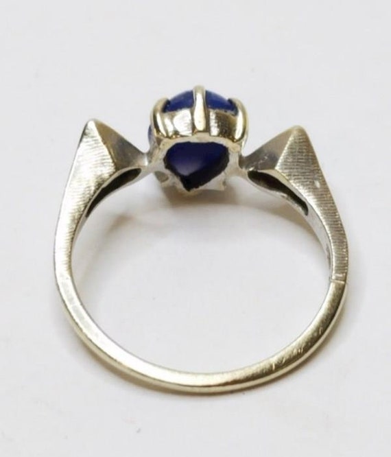 14K White Gold Vintage Ring W/ Blue Star Sapphire - image 4