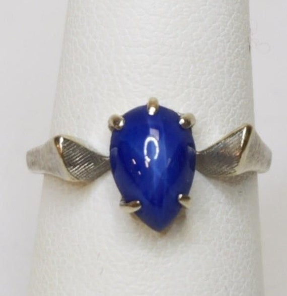 14K White Gold Vintage Ring W/ Blue Star Sapphire - image 1