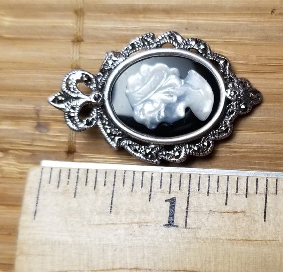 Vintage 925 Silver Multi-Stone Cameo Silhouette B… - image 3