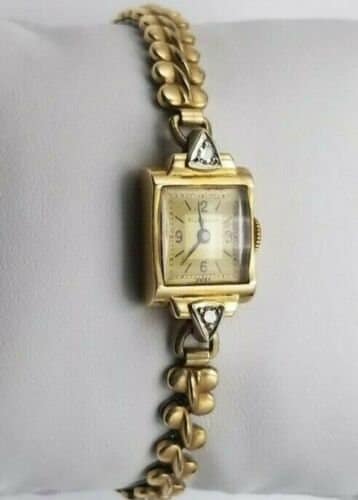 Art Deco Ollendorff 14K Solid Gold Diamond Watch Cocktail Wrist watch Swiss RUNS 1940 main image 4