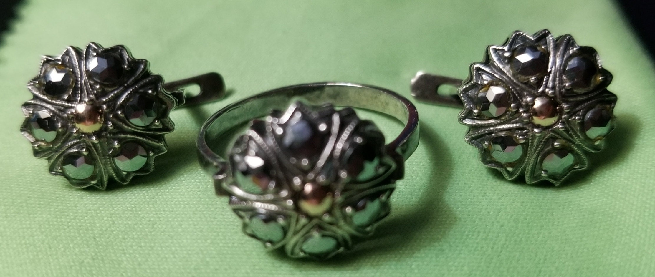 Vintage Jewelry Set Sterling Silver 875 Gold Filled Vintage Jewelry Set Sterling Silver 875 Gold Filled