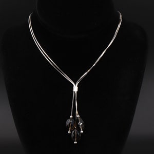 Sterling Silver - Smoky Quartz Statement Pendant 18 Snake Chain Necklace - 10g