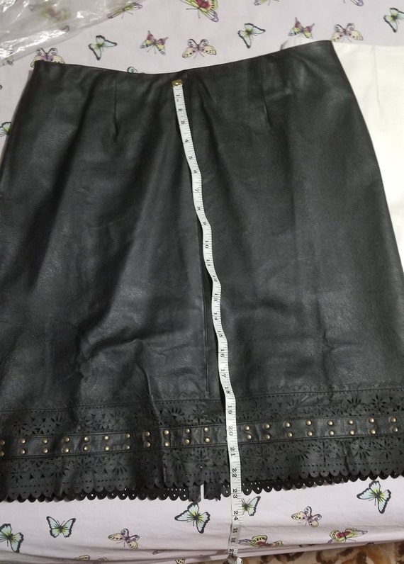 Metrostyle Woman Black Leather Skirt A line Knee Length Size 14 Etsy
