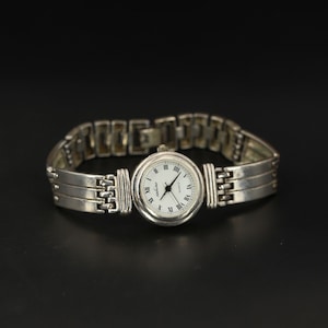 VTG Sterling Silver - Panther Chain Link 7.5" Wrist Watch  - 40g