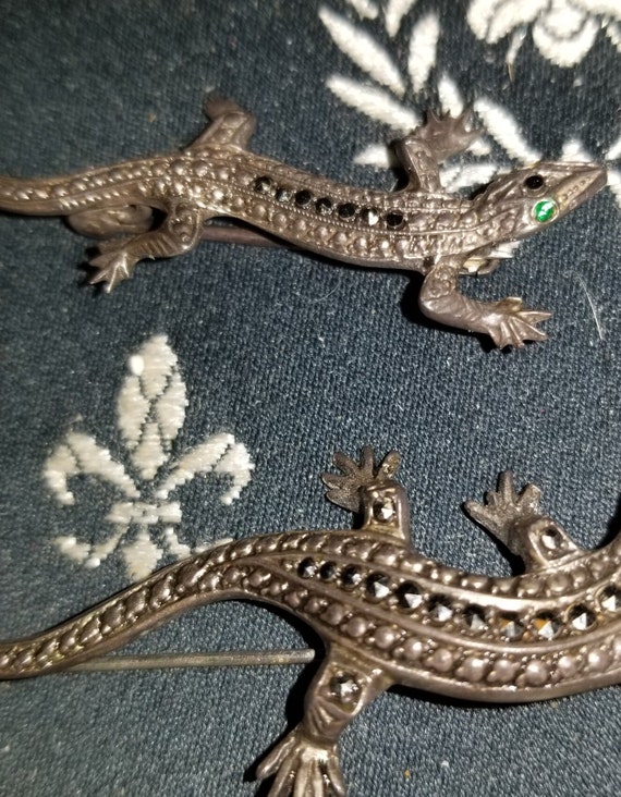 Set of three Sterling silver lizards 4",3",2" - image 5