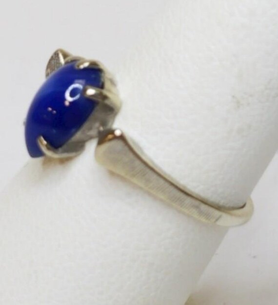 14K White Gold Vintage Ring W/ Blue Star Sapphire - image 3