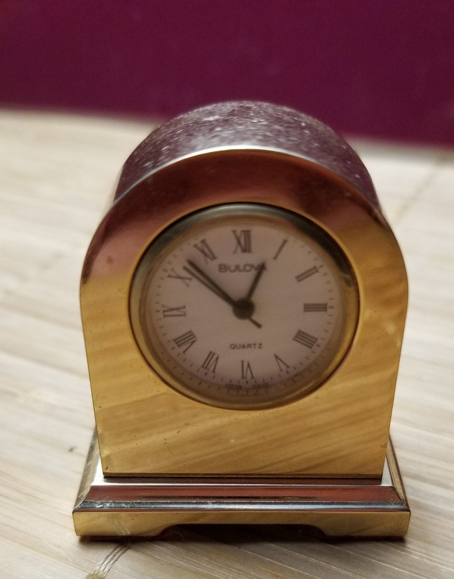 Bulova Solid Brass Desk Top Small Clock Runskeeps Time New Etsy