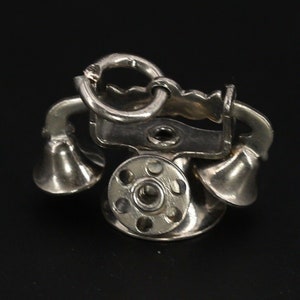 VTG Sterling Silver - Antique P&B Rotary Telephone Phone Bracelet Charm - 2g