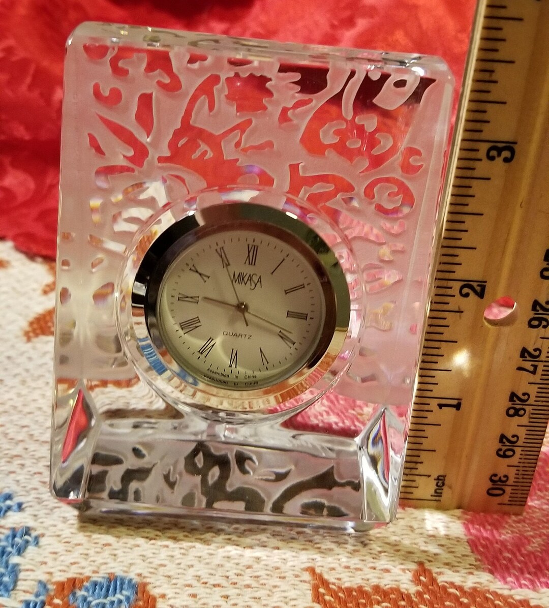 Mikasa Elite Crystal Quartz Desk Clock Runskeeps Timenew Etsy