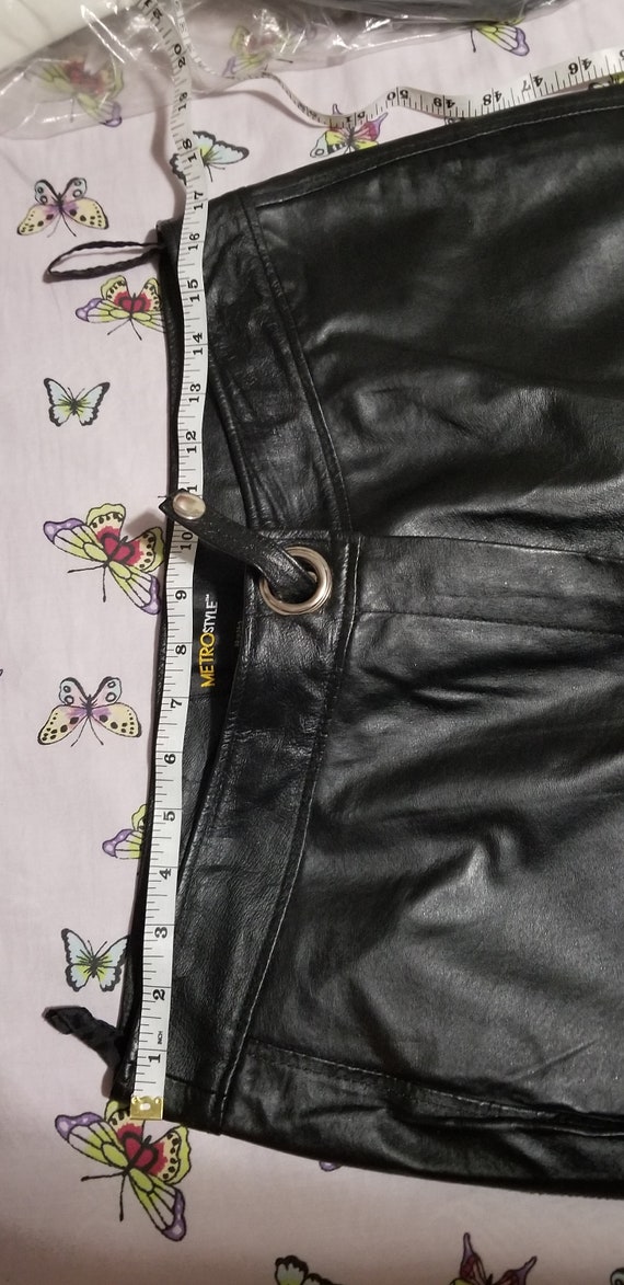 Mertostyle Woman Black Leather Pant Size 14 - image 6