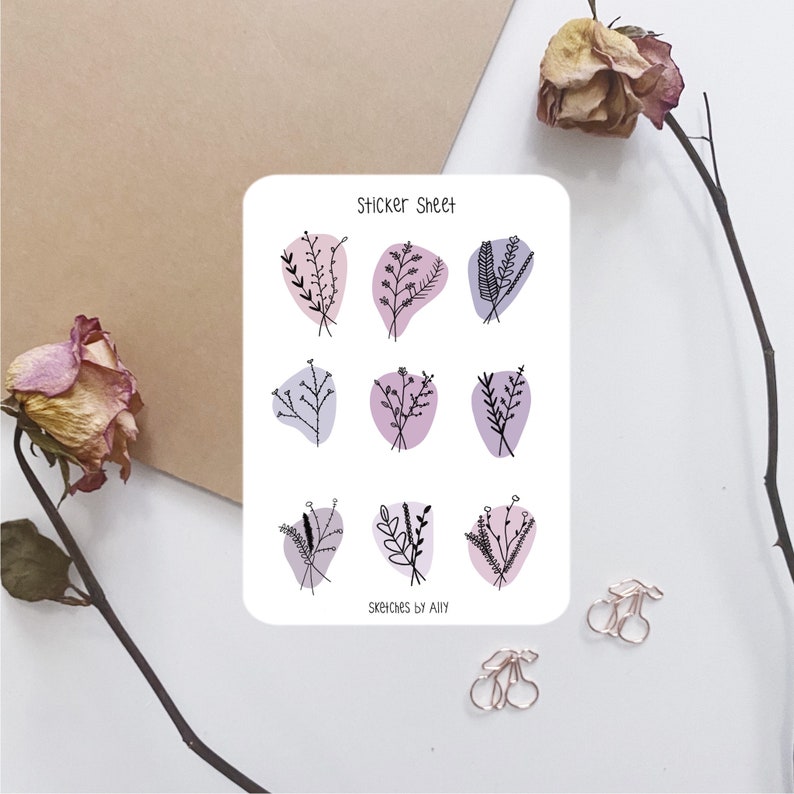 flower bullet journal stickers hoja de pegatinas planner
