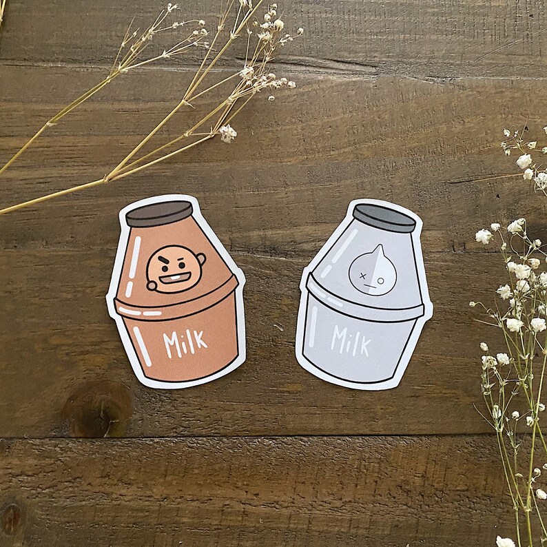 bt21 korean banana milk stickers bts stickers die cut etsy