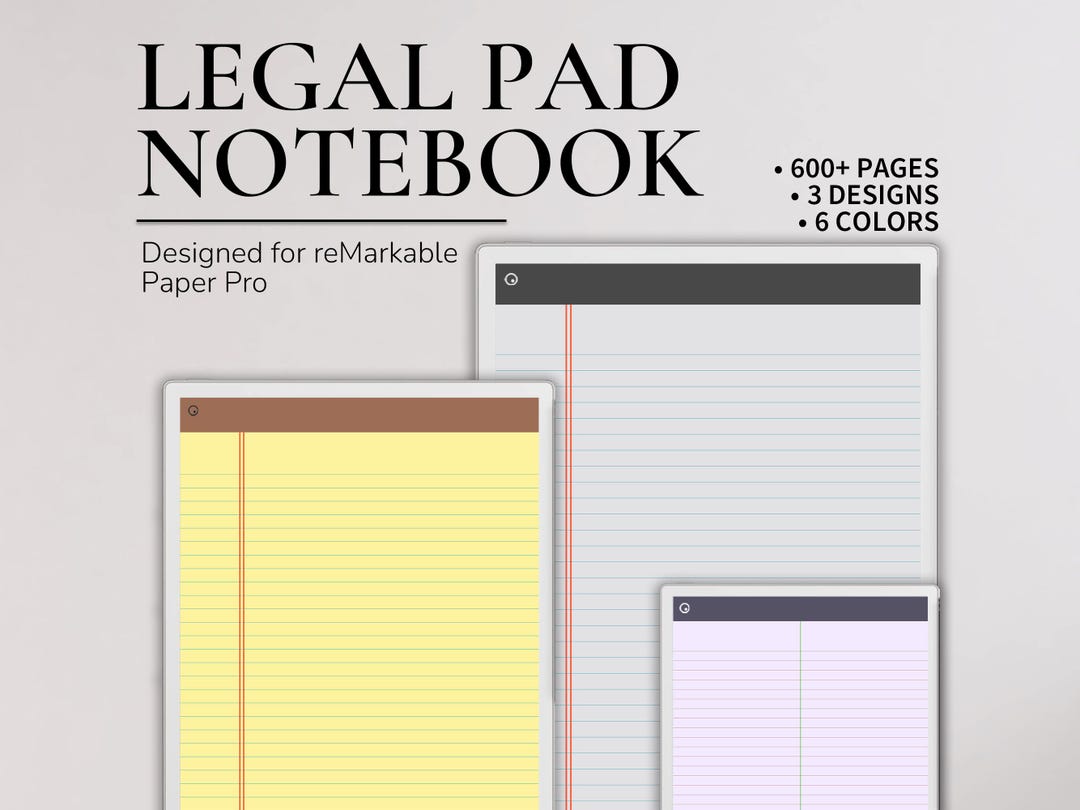 Legal Pad Notebook for Remarkable Paper Pro Yellow Legal Paper