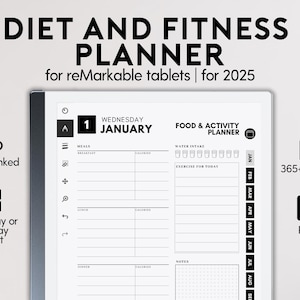 Planificateur de régime et de remise en forme pour reMarkable 2 | Suivi des calories | Planificateur de repas d&#39;exercice | Suivez votre poids et vos objectifs d&#39;entraînement | Planificateur de santé