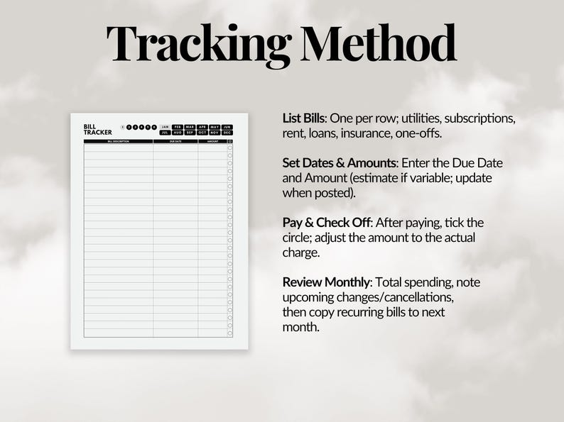 Monthly Bill Tracker for Kindle Scribe | Digital Payment Organizer ...