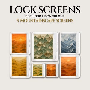 Låsskärmar med bergslandskap för Kobo Libra Colour | Färgskärmsläckare | Bakgrundspaket för Kobo Clara Colour | Säsongsbetonad digital nedladdning