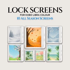 Lock Screens für Kobo Libra Color | Farbe Bildschirmschoner | Wallpapers Bundle für Kobo Clara Color | Saisonaler Digitaler Download