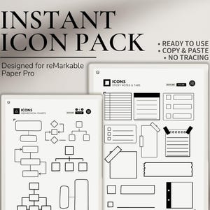 Instant Icon Pack for reMarkable Paper Pro | Organization Icons | Instant Use Editable Stickers | Copy and Paste No Trace | Sticky Notes