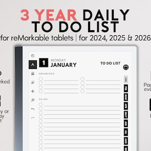 To Do List for 3 Years fits reMarkable 2 | Task List | Digital Organizer | Check List | Task Triage | Priority List